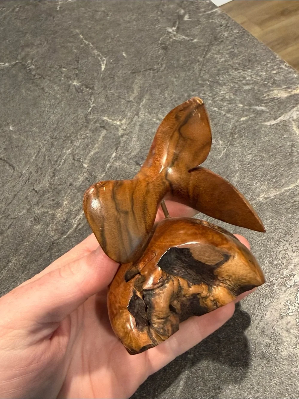 Vintage Bruce Stamp signed root wood Hummingbird carved live edge art signed 80s